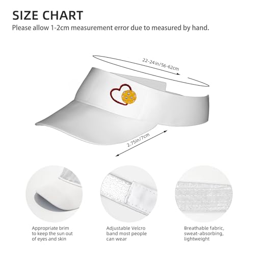 Embroidered Pickleball Visor Men Women,Gifts for Pickleball Lovers - color: White, style: Pickleball Heart