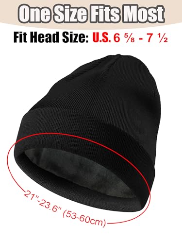 ROYBENS Warm Wool Beanie for Men Women, Thick Fleece Lined Knit Winter Hat - color: 1pcs Black