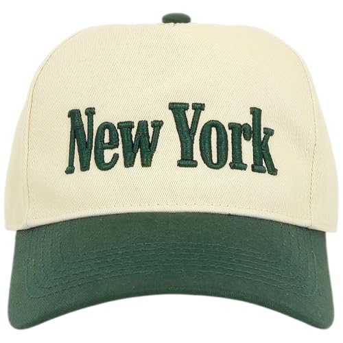 E BY ELIDAN New York Trucker Snapback Hat 3D Embroidered Baseball Cap - color: Cream Dark Green