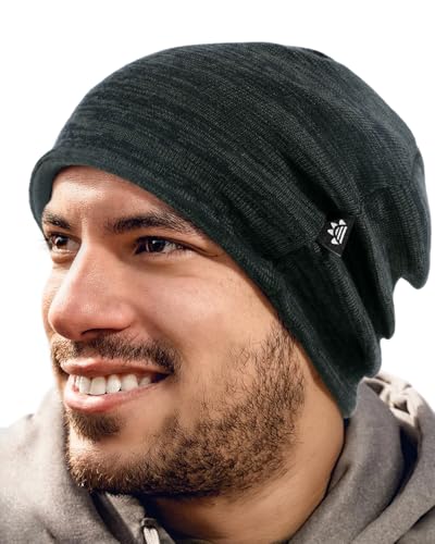 Lvaiz Winter Fleece Lined Beanie Hat for Men Women Reversible Skull Cap - color: Mixed Grey+grey
