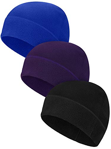 Syhood Winter Warm Skull Cap Soft Fleece Beanie Hat Thick Windproof Watch Cap Skiing Outdoor Warm Colored for Men Women - color: Black, Royal Blue, Dark Purple, size: Medium