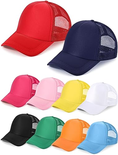 Tarpop 10 Pcs Sublimation Blank Trucker Hats Bulk - color: Bright Colors