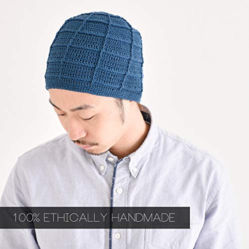CHARM Mens Summer Beanie Cotton - Womens Crochet Slouch Cap Hand Made Chemo Hat - color: Black