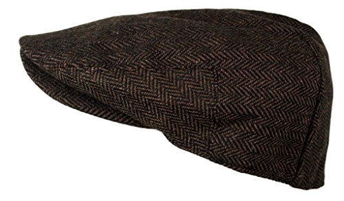 Wonderful Fashion Men's Classic Herringbone Tweed Wool Blend Newsboy Ivy Hat (Large/X-Large, Charcoal) - color: Dark Brown, size: Large-X-Large
