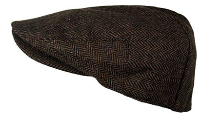 Wonderful Fashion Men's Classic Herringbone Tweed Wool Blend Newsboy Ivy Hat (Large/X-Large, Charcoal) - color: Dark Brown, size: Large-X-Large