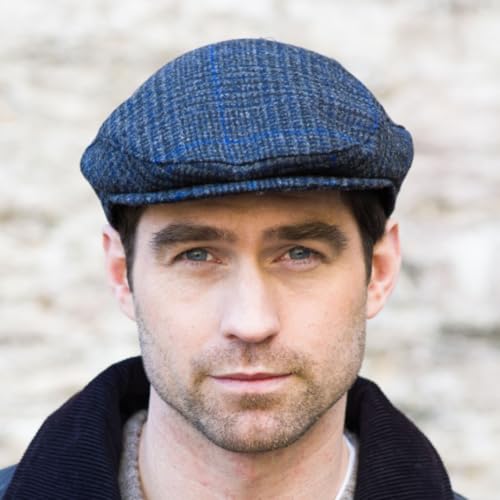Irish Trinity Flat Cap, Green Tweed - color: 4341 Blue, size: Small