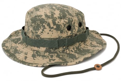 Tactical Boonie Hat Military Bucket Cap Camo Digital or Solid Wide Brim Sun Fishing Bush Booney Hunting Headwear - color: Acu Digital Camo, size: 8