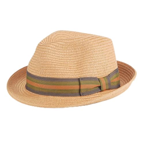 Straw Fedora Belfry Trilby Hat for Men Women Summer Short Brim Sun Beach Hats S-XXL - color: Buff, size: Medium