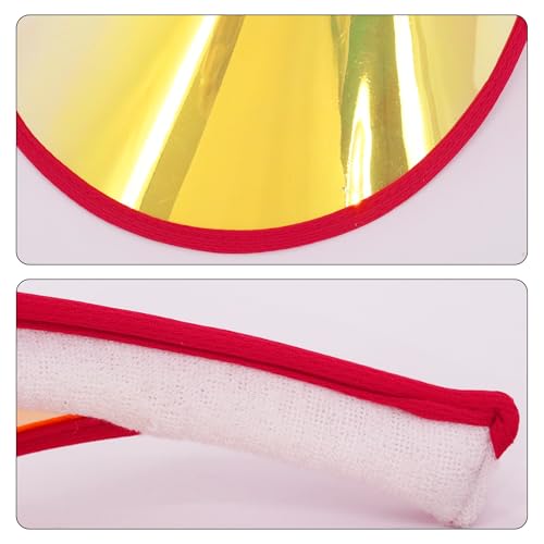 Surkat Women Sun Visors Hologram Wide Brim Thicker Sweatband UV Protective Sportswear Visors Sunhat - color: Red Gold