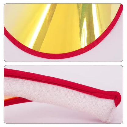 Surkat Women Sun Visors Hologram Wide Brim Thicker Sweatband UV Protective Sportswear Visors Sunhat - color: Red Gold