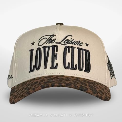 Vintage Fashion Trucker Hat | Men & Women | Trendy Cute Retro Red Caps for Country & Western | Camo Fur Cotton | Snapback - color: Love Club | Leopard