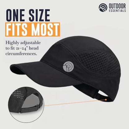 OutdoorEssentials Running Hat - Breathable Running Hats for Women & Men - Jogging Exercise Hiking Cap - Trail Baseball Tennis - color: Black
