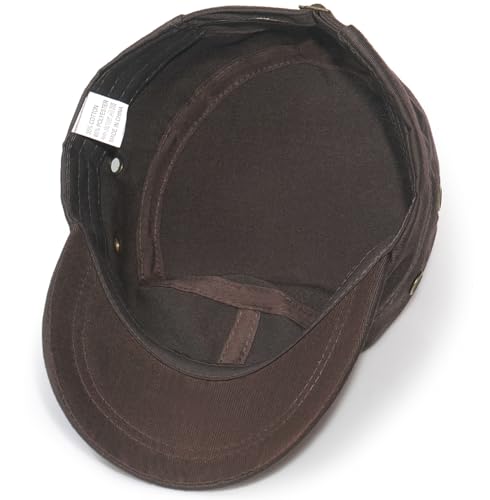 Unisex Classic Cadet Army Hat Flat Top Baseball Cap Military Hats - color: Coffee