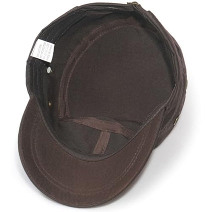 Unisex Classic Cadet Army Hat Flat Top Baseball Cap Military Hats - color: Coffee