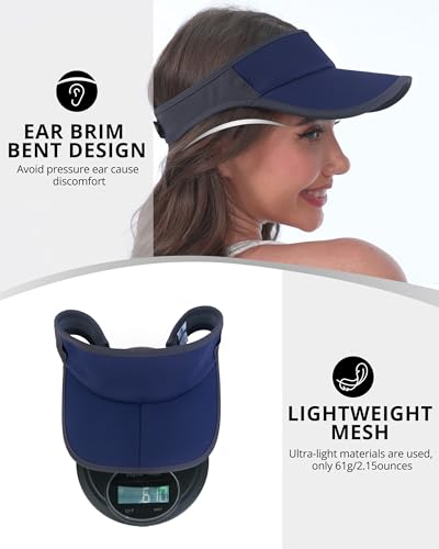 GADIEMKENSD Foldable Sun Visor Hat UPF 50+ Lightweight Adjustable - color: Navy Dark Grey