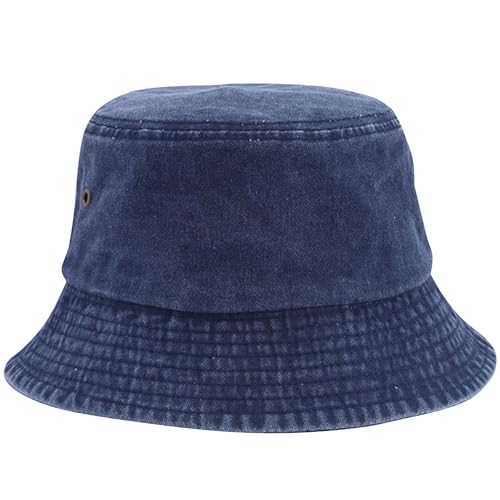 Everyday Bucket Hat – Unisex Lightweight Trendy Cotton Hot Summer Fun Outdoor Vacation Boonie for Men and Women Denim - color: Dark Blue