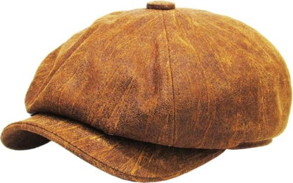 KBETHOS Leather Ascot Made in USA Ivy Collection Classic Newsboy Caps - color: (B) Leather - Light Brown, size: Large-X-Large
