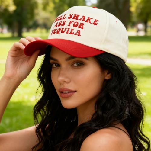 Funny Trucker Hats Embroidered Vintage Snapback Hat for Women Put It On My Husband's Tab Hats Gag Gifts Baseball Cap Red - color: Pink3-red Will Shake Ass for Tequila