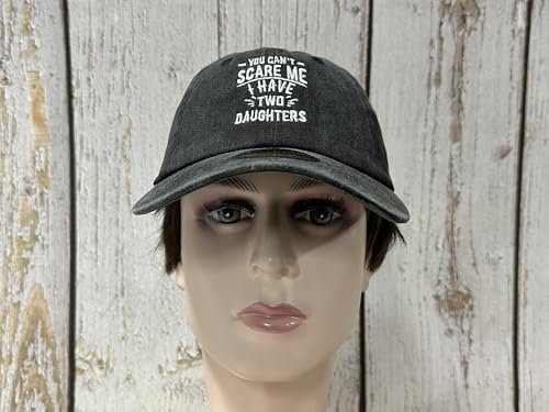Embroidered Baseball Caps for Men and Women - color: I Have Two Daughters (Washed Black)