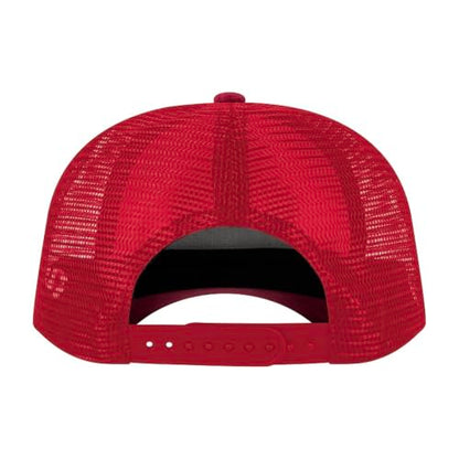 TOPTIE 5 Panel Suede Front Mesh Back Baseball Hat Adjustable Snapback Cap - color: Solid Red