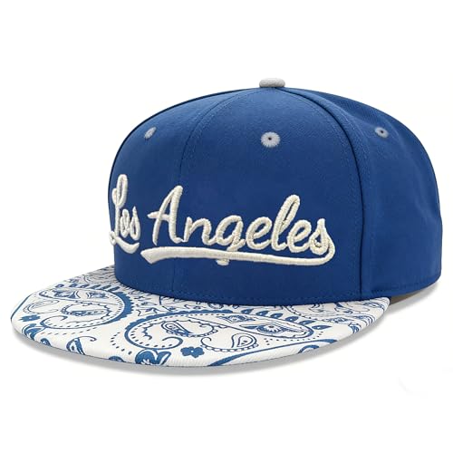 Classic Vintage Embroidered Fashionable Baseball Cap, Snapback Trucker Hat for Men & Women, Adjustable Flat Bill Hats - color: R-blue&white