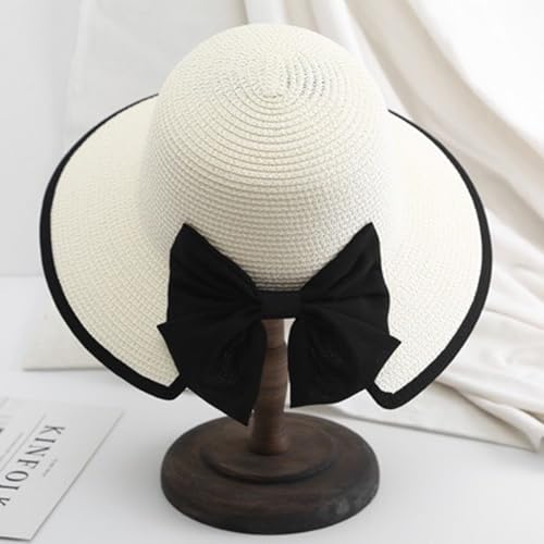 Womens Mens Wide Brim Straw Panama Hat Beach Sun Hat Summer Wide Brim Straw Roll up Hat Fisherman's UPF 50 - color: -White