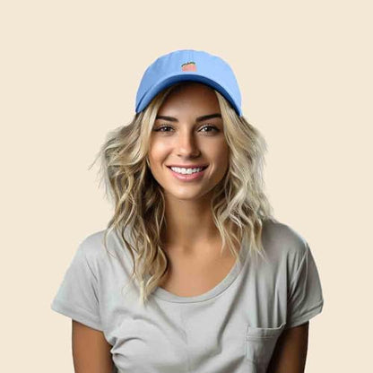 DALIX Peach Embroidered Dad Cap Cotton Baseball Hat Women - color: Light Blue