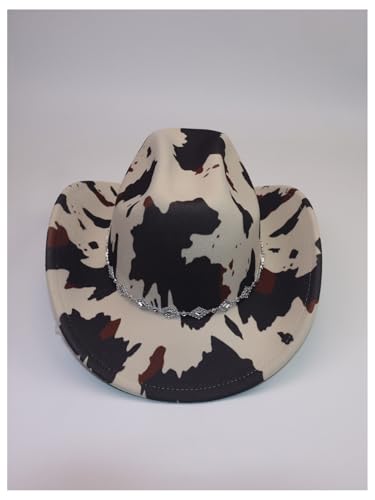 Verdusa Women's Western Cowboy Hat Rhinestone Wide Brim 2026 Cowgirl Hat - color: Cow Brown