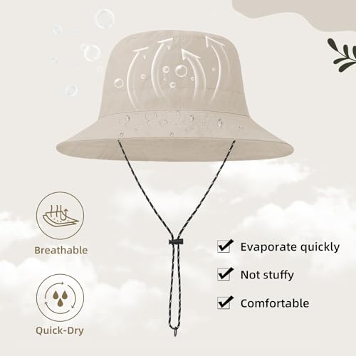 Durio Waterproof Bucket Hats for Woman UPF 50+ Sun Hat - color: Beige