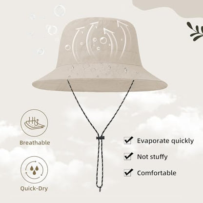Durio Waterproof Bucket Hats for Woman UPF 50+ Sun Hat - color: Beige