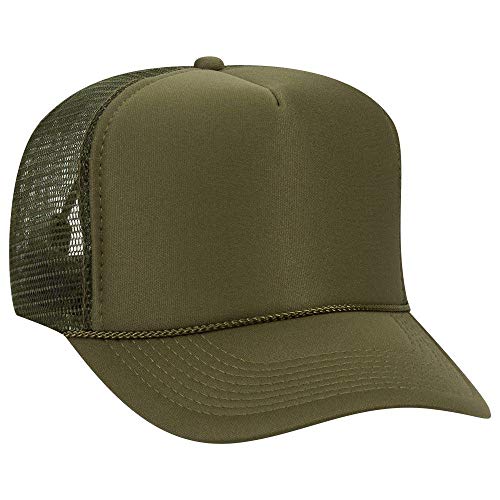 OTTO Polyester Foam Front 5 Panel High Crown Mesh Back Trucker Hat - color: Ol. Green