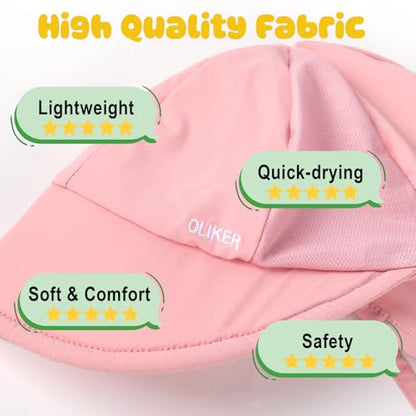 Baby Sun Hat with Breathable Mesh, UPF 50+ Boys Girls Toddler Swim - color: White + Pink, size: 6-24 Months