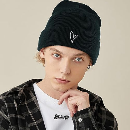 Cool Graphic Beanie for Men and Women - Black - color: Heart2