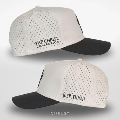 CITRUSY Athletic Trucker Golf Hat | Performance Mens 5 Panel Cap | Cool Breathable Waterproof Workout Running Snapback - color: Cross | Black