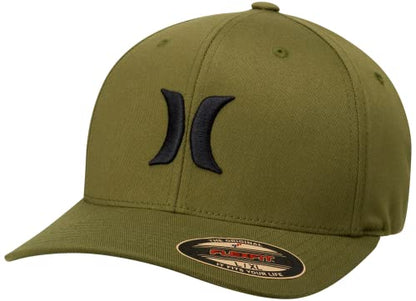 Hurley Mens Textured Fitted Baseball Cap, Moisture Wicking, Curved Brim - color: Olive Canvas, size: Small-Medium