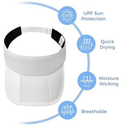 Foldable Sports Sun Visor Hat - Adjustable Running Golf Tennis Cap with Mesh&Reflective Design, Quick Drying for Men & Women - color: White/Non-reflective