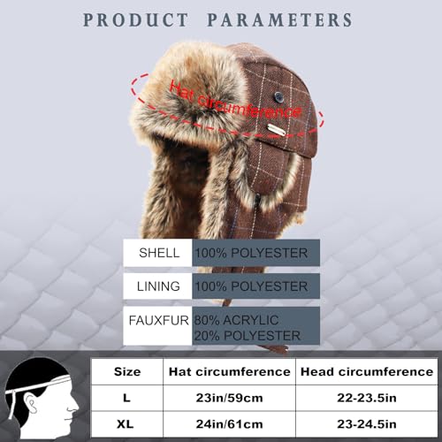 Unisex Winter Trapper Hat Cold Proof Keep Warm Hat with Ear Flaps for Hunting Skiing Trooper Outdoor Activities - color: Line Series-brown, size: Medium-Large