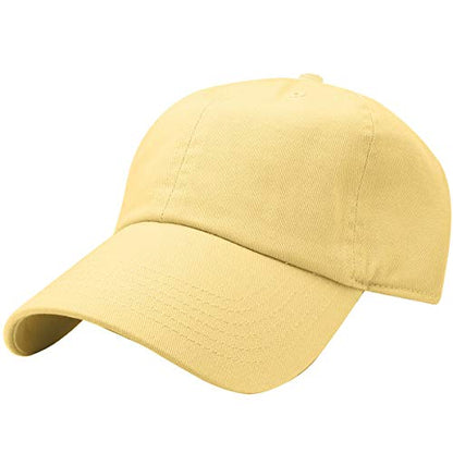 Falari Classic Baseball Cap Dad Hat 100% Cotton Soft Adjustable Size - color: Light Yellow