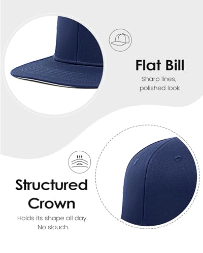 Zylioo XL 2XL Snapback Hat, Large Flat Bill Baseball Cap for Men Women - color: Navy Blue, size: X-Large-XX-Large