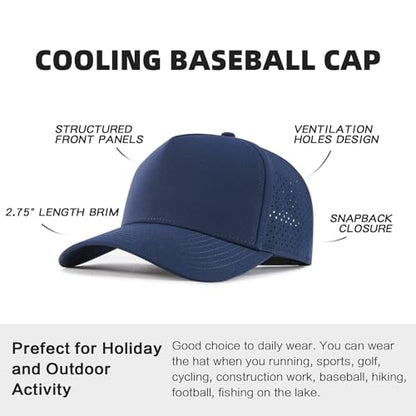 BOTVELA Men Adjustable Snapback Laser Cut Mesh Baseball Cap - color: Navy