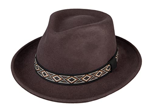 Broner Wool Felt Outback Hat with a Southwestern Patterned Band - size: Medium