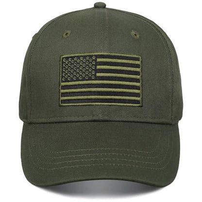 American Flag Baseball Cap for Men Women, Flag Embroidery & Adjustable Fit - color: Dark Green