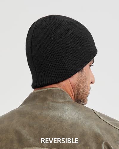 Zylioo XXL XL L Reversible Beanie for Big Heads Men Women, Winter Knit Hat - color: 2*black/Gray+1*black/Navy, size: Medium-Large