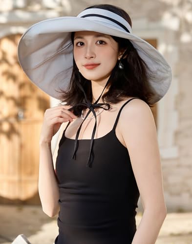 Women Wide Brim Sun Protection Hat Summer Fishing Hats - color: Gray