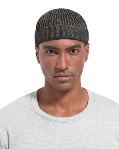 Short Beanie for Men Women, Wool Knit Cuff Winter Fisherman Hats - color: 1pcs-dark Gray