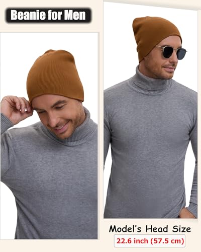 100% Cotton Beanie Hat for Men Women Cuffless Warm Winter Hats - color: 1pcs-coffee
