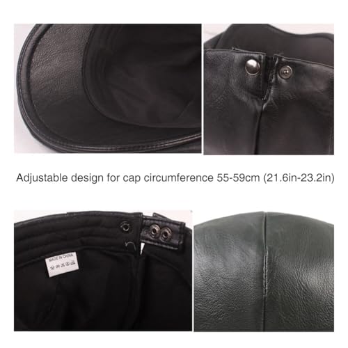 Men's Flat Cap PU Leather Newsboy Cap Classic Ivy Cap Adjustable Cabbie Beret Cap Driving Hunting Hat - color: Blue