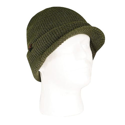 Rothco Wool Watch Cap with Brim – Wool Beanie Hat with Visor – Great for Winter Activities - color: Olive Drab