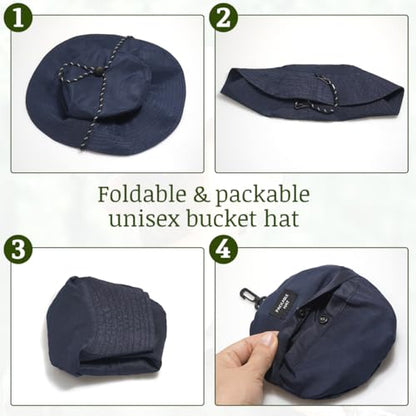 Unisex Waterproof Foldable Bucket Hat Packable Sun Cap for Hiking - color: Navy Blue