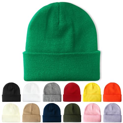 PFFY Beanie for Men Women Unisex Knit Cuffed Winter Beanies Hats Skull Cap - color: Grassgreen